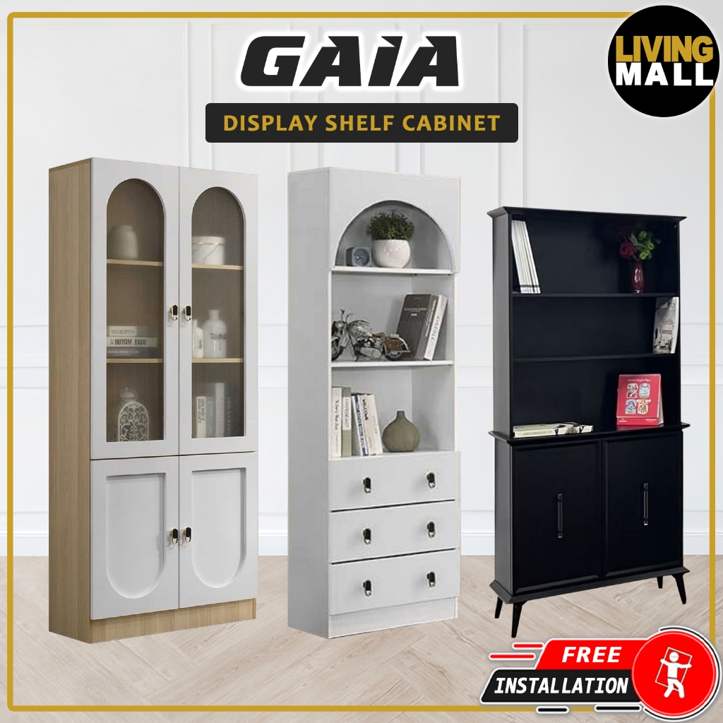Living Mall Gaia Series Display Cabinet Book Shelves with Drawers in 6 ...