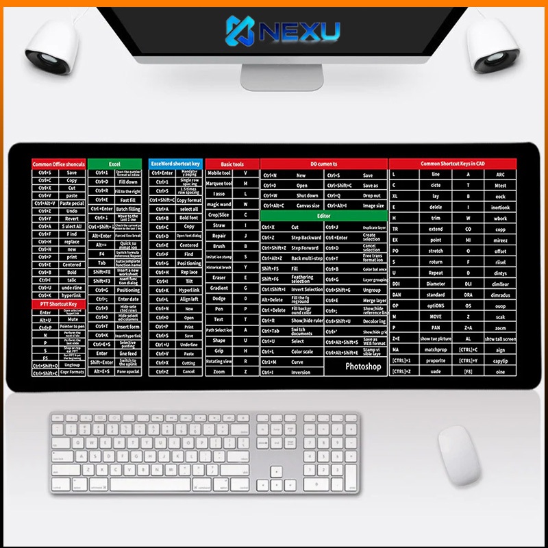 Gaming Mouse Pad Large Size Multi functional shortcut Keys Desk Mat ...
