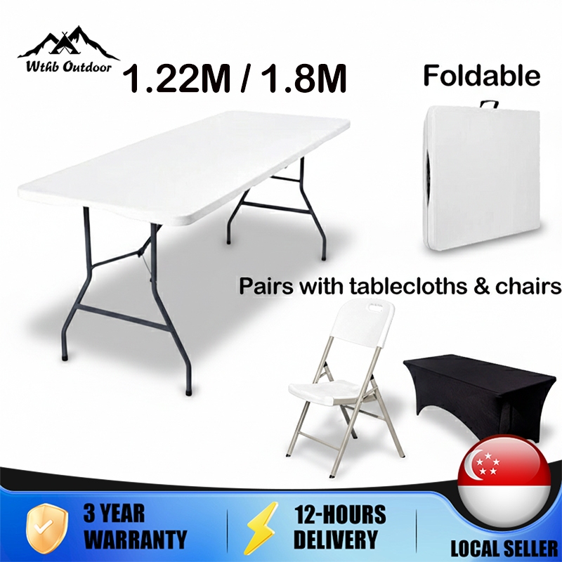 Folding Table Foldable 1.22/1.52/1.8m HDPE Heavy Duty Multipurpose ...