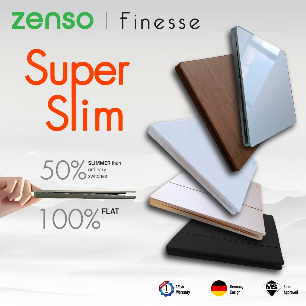 ZENSO Finesse Black White Champagne Crystal Grey 13A/15A/16A Switches ...