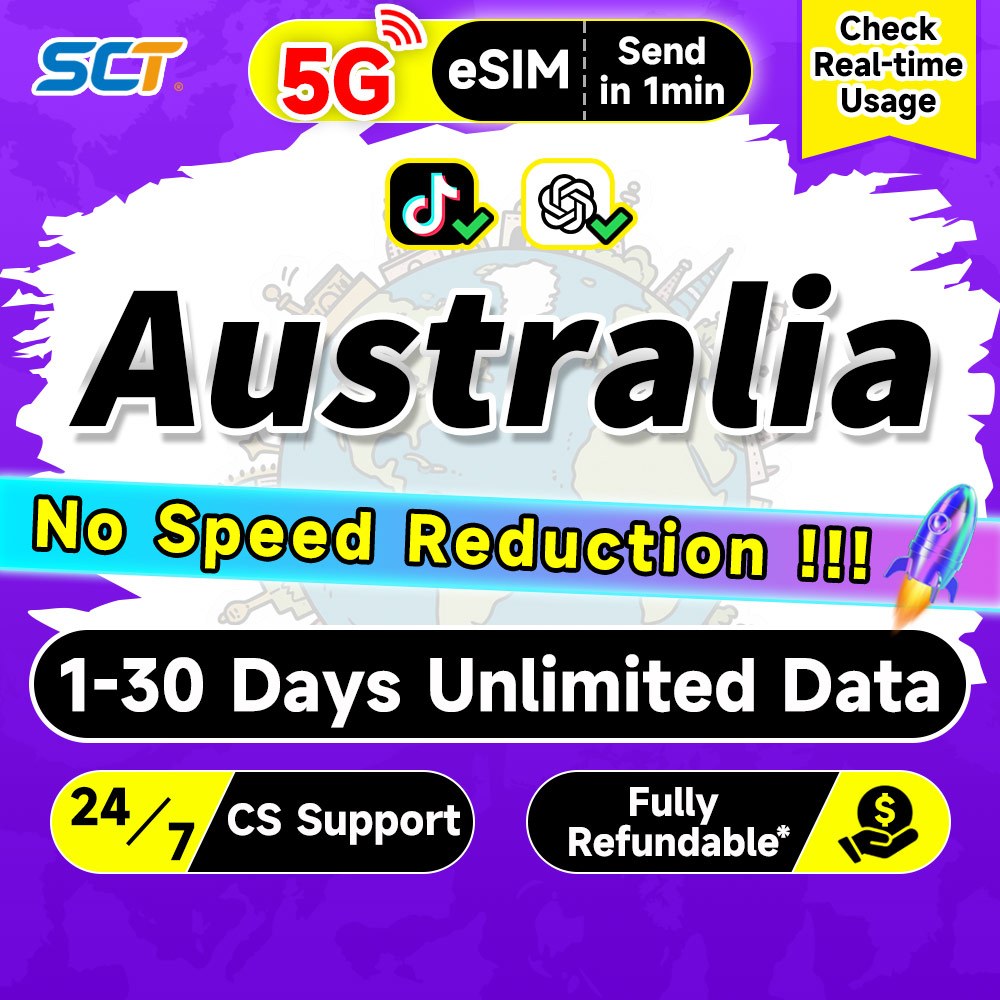 Wefly Australia eSIM 5G 1-30 Days Total 1-30GB Unlimited Data eSIM ...