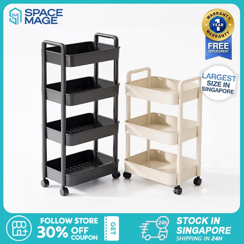 Opslag Trolley Cart - 3 Tier Rolling Utility Organizer Rack