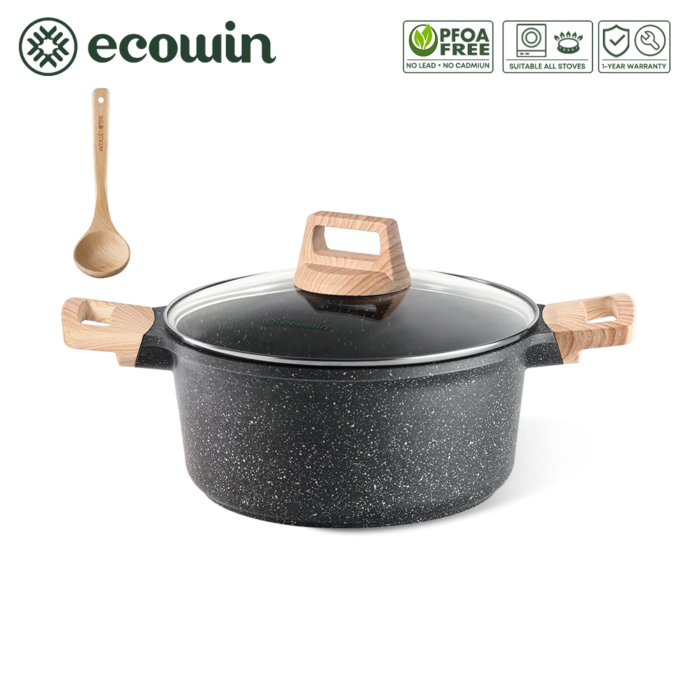 ecowin 20/24/28cm Granite Non Stick Soup Pot Casserole Pot 6.4L ...