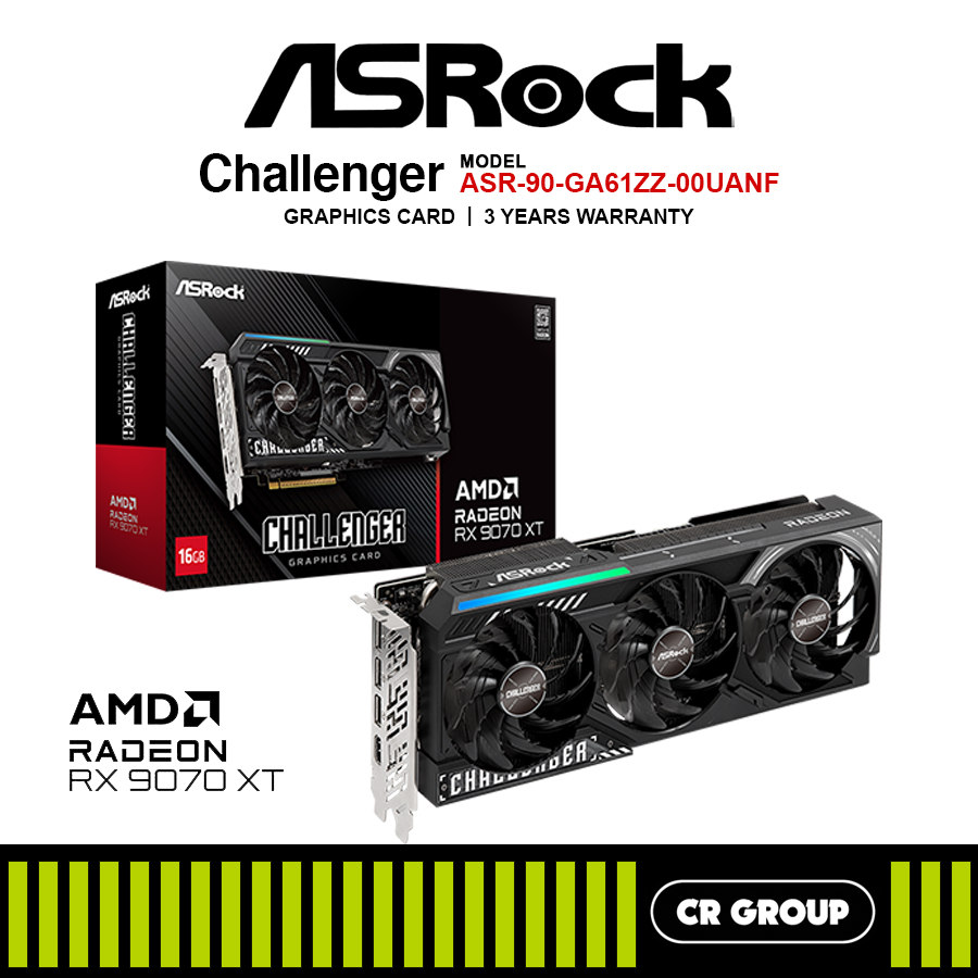 ASRock AMD Radeon RX 9070 XT Challenger Graphics Card - 16GB (3Yrs