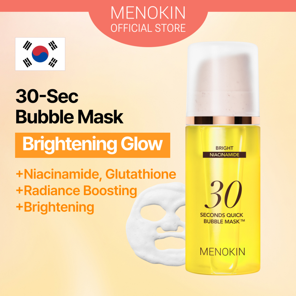 [MENOKIN] 30-Sec Micro Bubble Mask 95ml (BRIGHT) Niacinamide, Glutathione, Radiance Glass Skin Mask