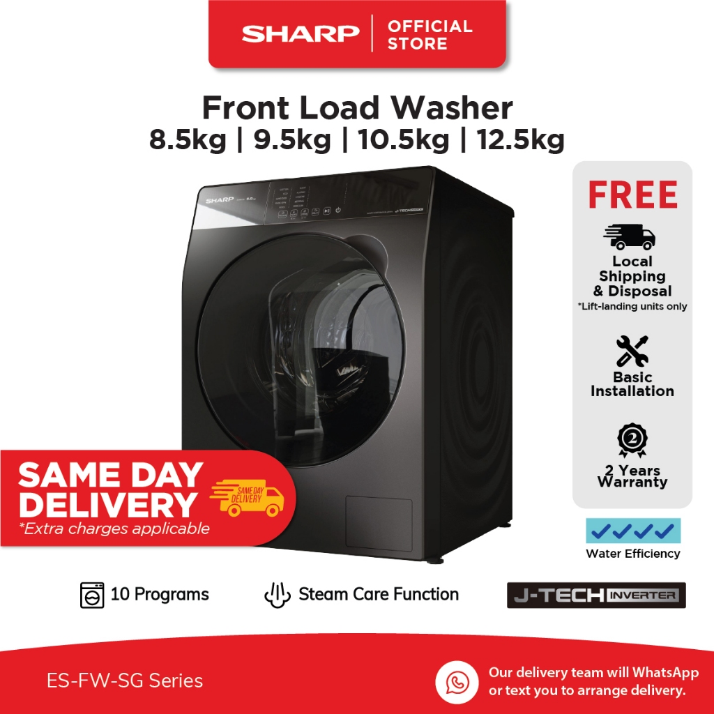 SHARP 8.5kg 9.5kg 10.5kg 12.5kg Front Load Washer l Washing Machine ES ...