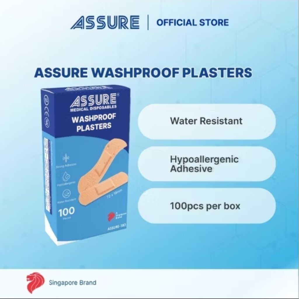 [1 Box] ASSURE Water Resistant First Aid Plasters, 72mm x 19mm | Shopee ...