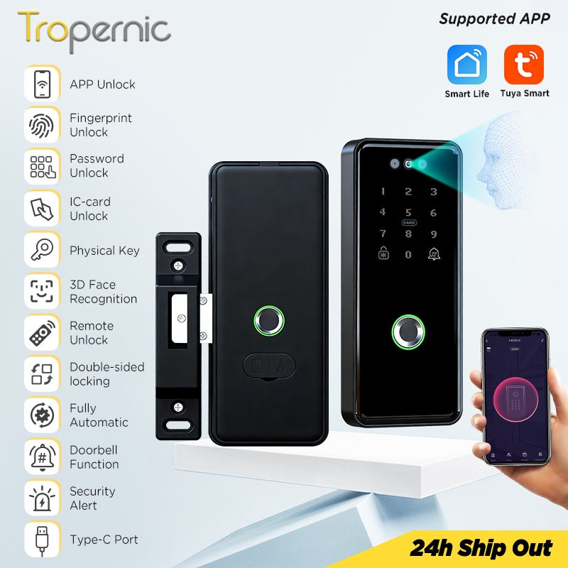 Tuya Dual Side Smart Lock 6 In 1 Fully Automatic 3D Face Unlock With ...