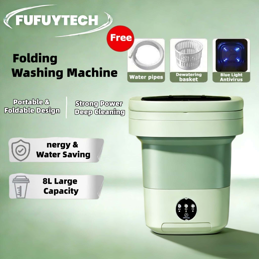 8L Portable Foldable Mini Washing Machine | Compact Laundry for Travel ...