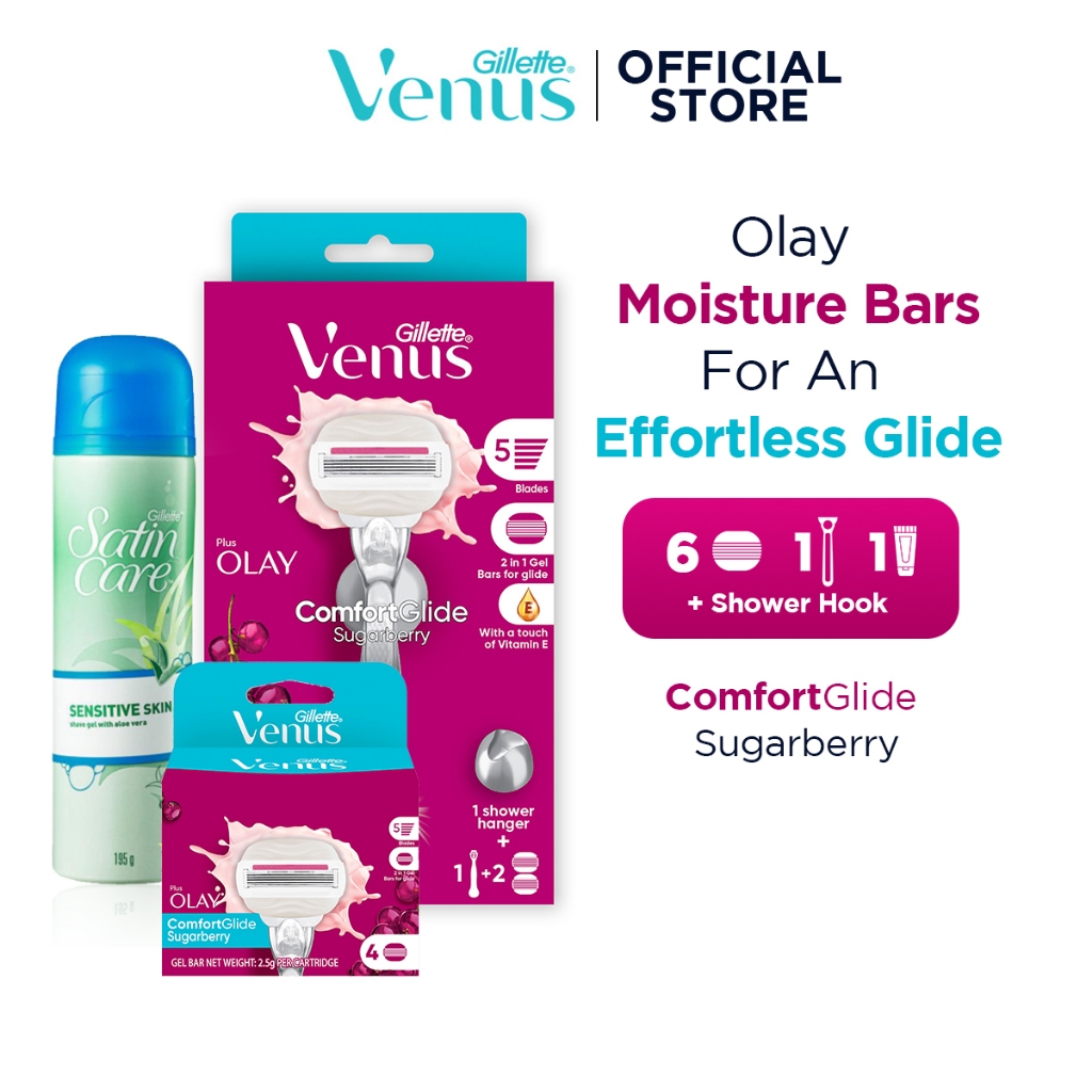 [Bundle of 3] Gillette Venus Comfortglide Sugarberry 1 Handle + 6 Razor ...