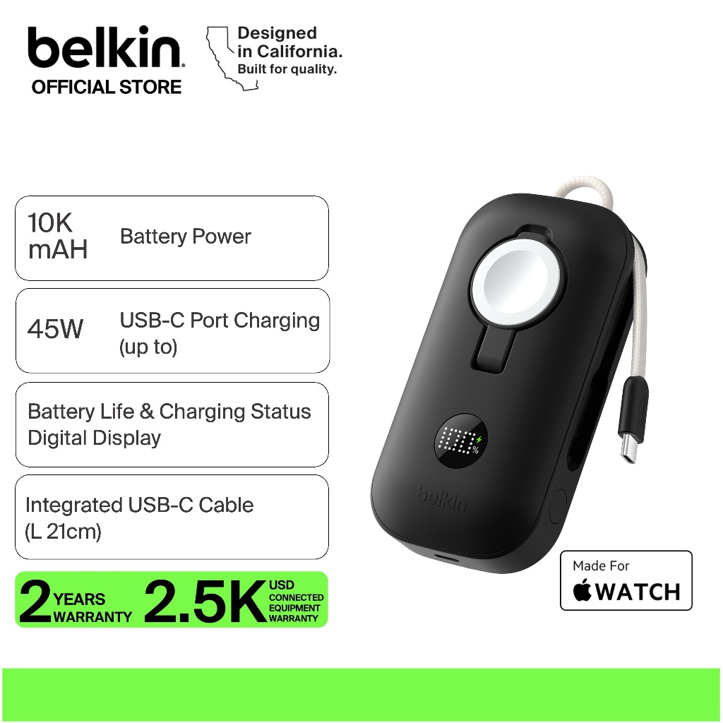 Belkin BPD012fq BoostCharge Pro Power Bank 10K with Apple Watch