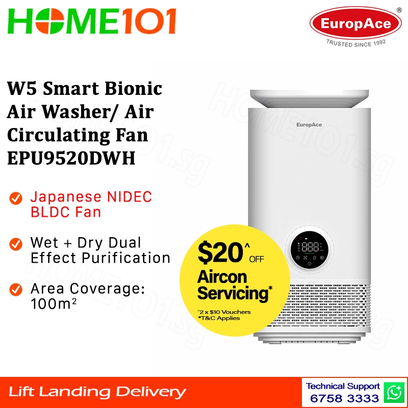 Europace W5 Smart Bionic Air Washer/Air Circulating Fan EPU9520DWH ...
