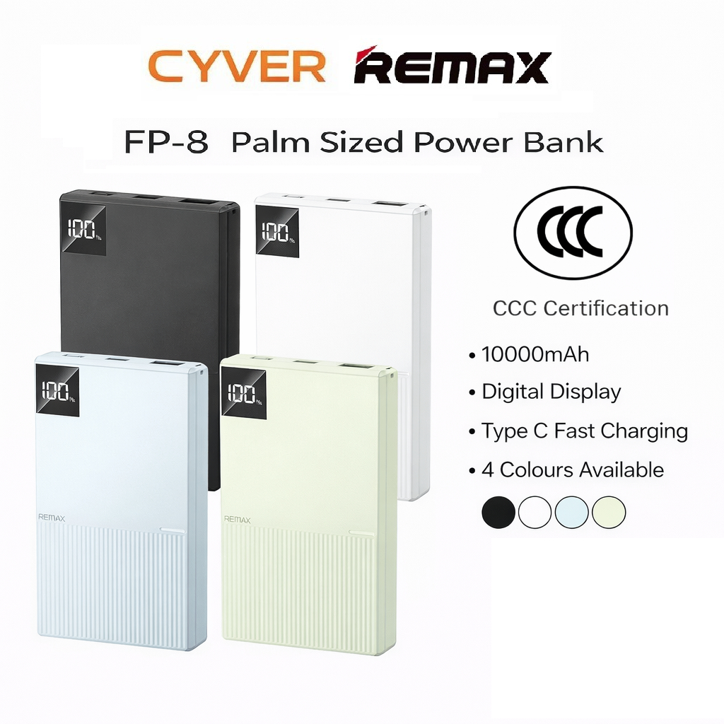 [3CCC] REMAX FP-8 22.5W Ultra-Thin 10000mAh Power Bank Fast Charging ...