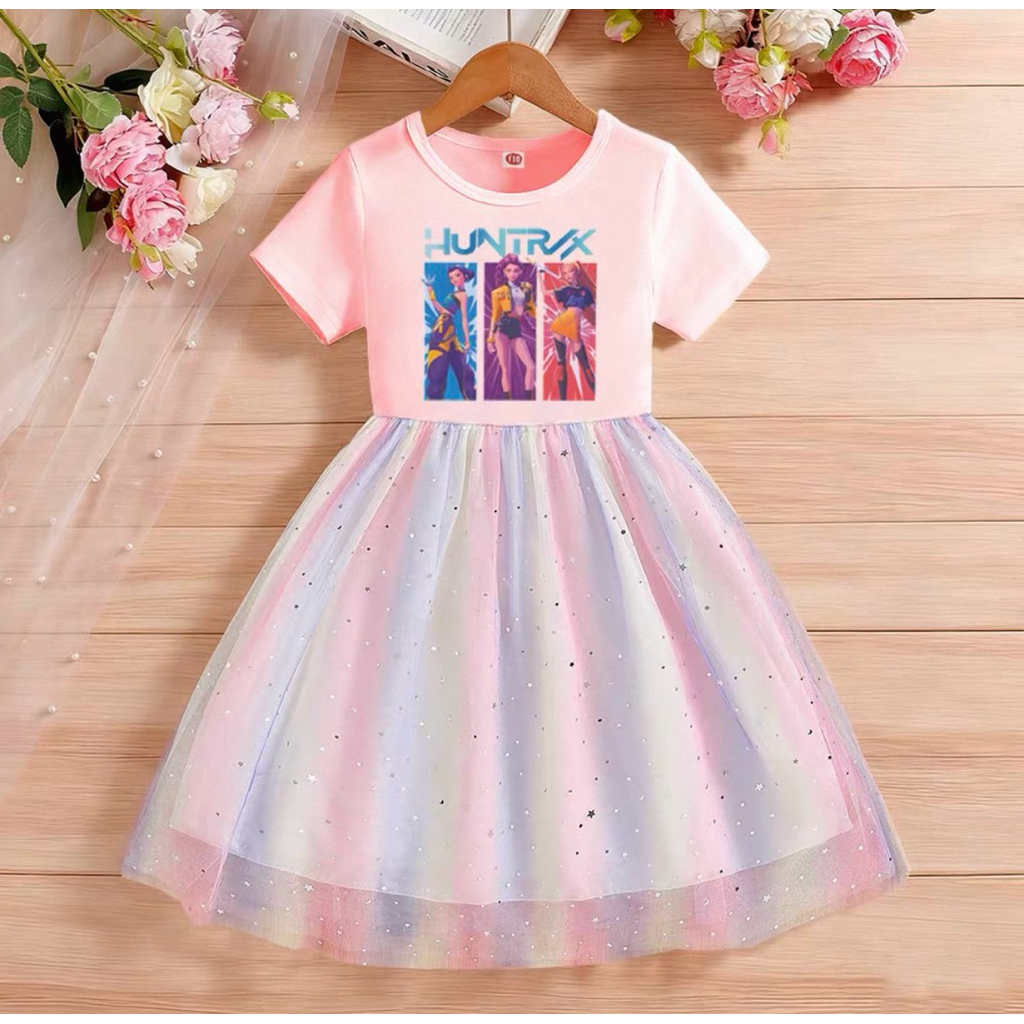 SG Ready Stock] Kpop Demon Hunters Dress, Short Sleeves Dress, Mesh Rainbow  Dress, Huntrix | Shopee Singapore
