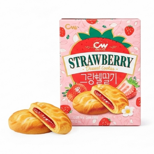 CW Grand Shell Strawberry Cookies 97.5g – Korean Strawberry Jam Soft ...