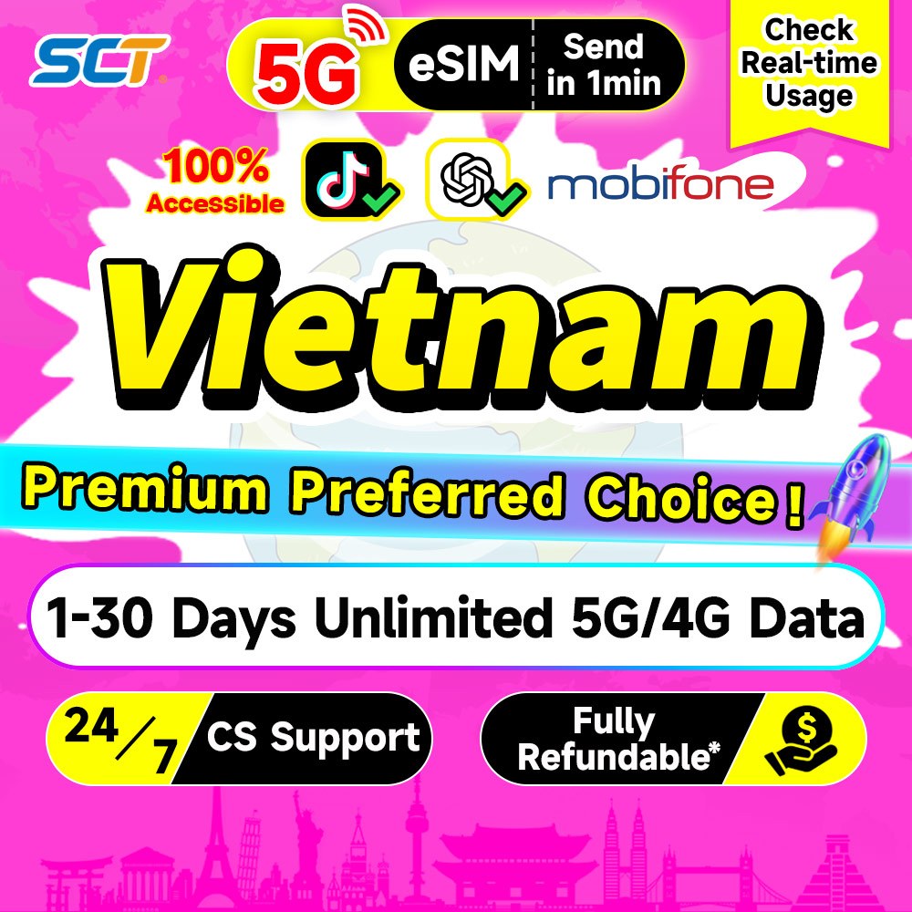 Wefly Vietnam eSIM 5G 1-15Days Daily 7GB 5G Data eSIM Vietnam SIM Card ...