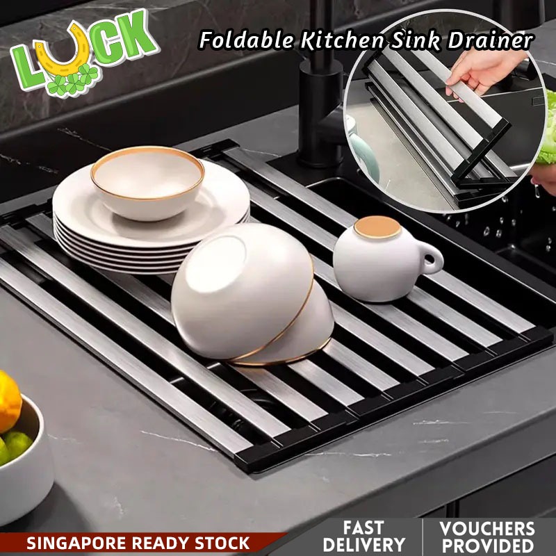 304 Stainless Steel Kitchen Sink Drain Rack Foldable Retractable Sink ...