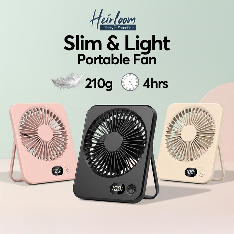 Portable Rechargeable Fan Slim & Lightweight Desktop USB Handheld Quiet ...