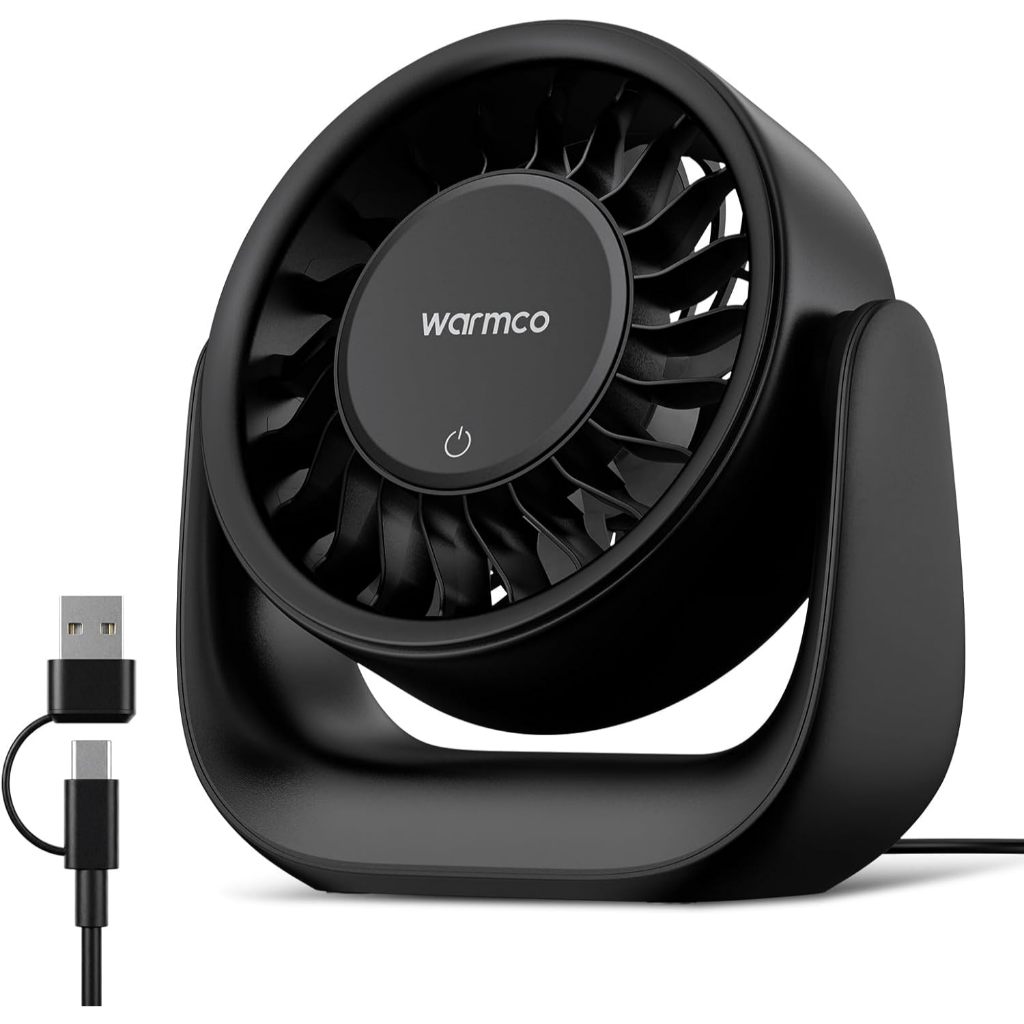 Warmco USB Desk Fan with Touch Control Small Personal Office Table Fans ...