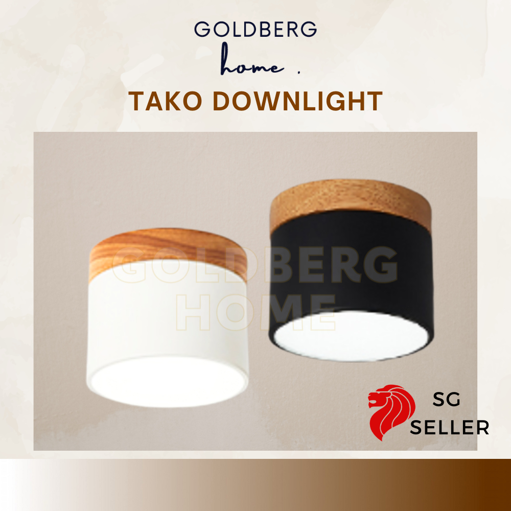Tako 6W Premium Nordic Downlight Black White - Real Wood Base Down ...