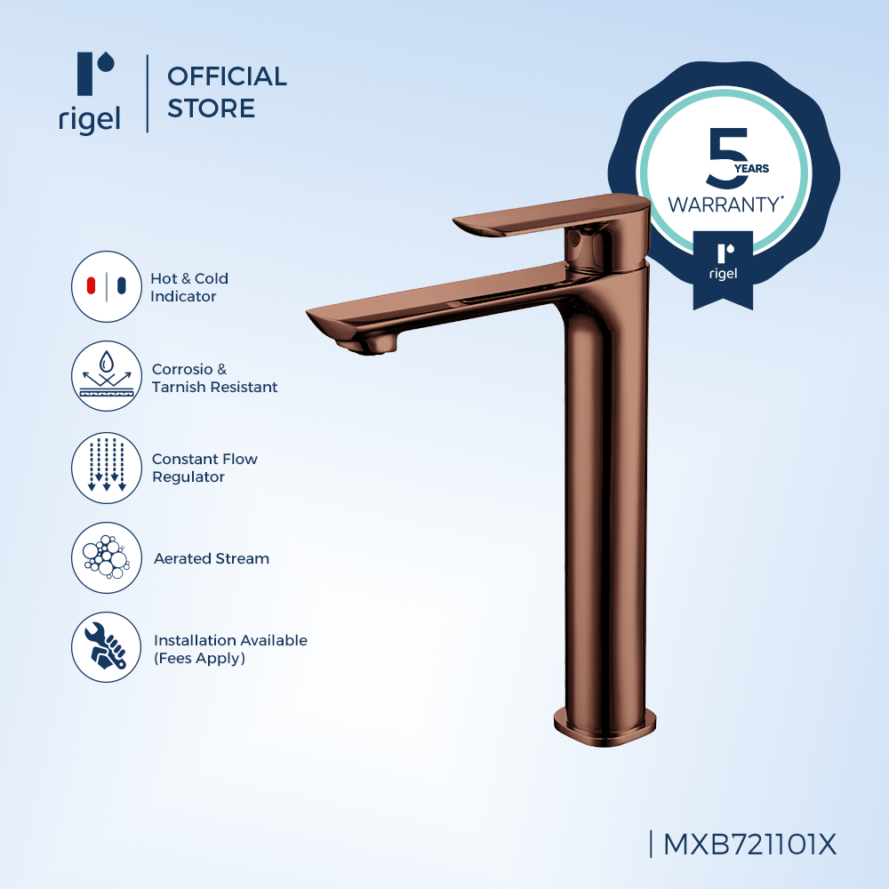 RIGEL Brushed Copper Basin Mixer Tall Tap MXB721101X (BrCu) | Shopee ...