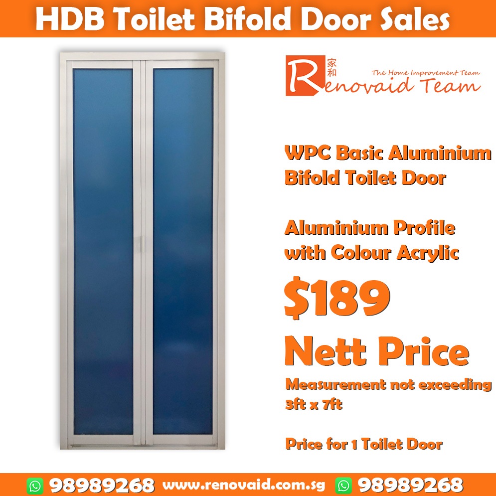 HDB Toilet Door at Factory Price | Basic Aluminium Bifold $229 Nett ...