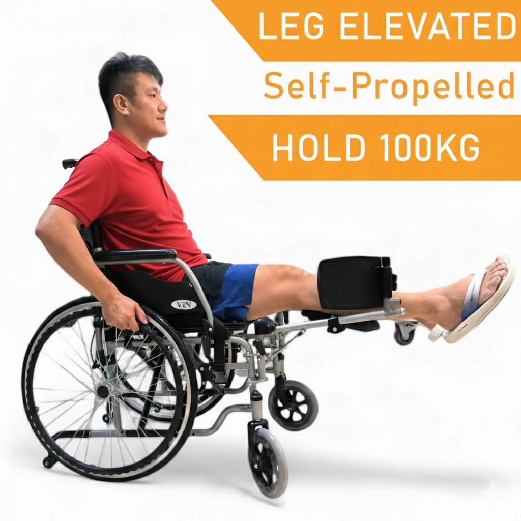ViN 12A2-EL Leg Elevated Wheelchair for Leg Injury Knee On Cast ...