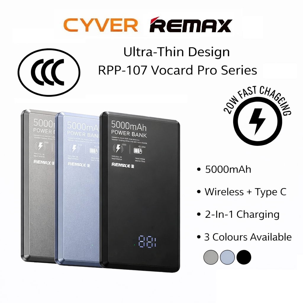 [3CCC] REMAX 20W RPP-107/109 10000mAh Metal Magnetic Wireless Power ...