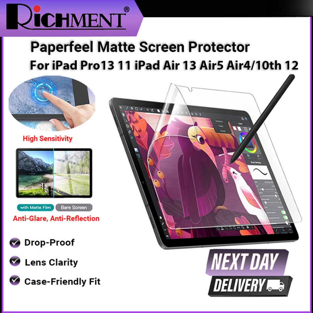 PET Paper Like screen protector Film For iPad Pro13 11 iPad Air 13 Air5 ...