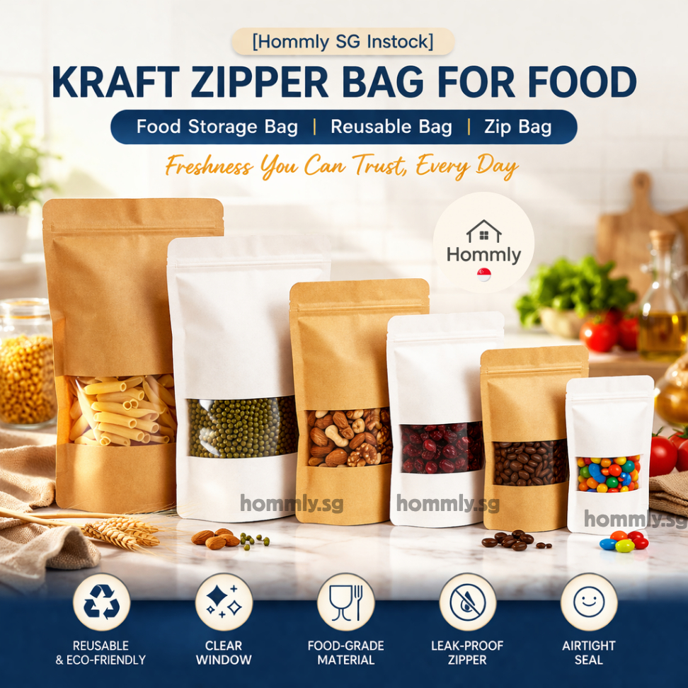 [Hommly SG Instock] Kraft Zipper Bag for Food | Food Storage Bag ...
