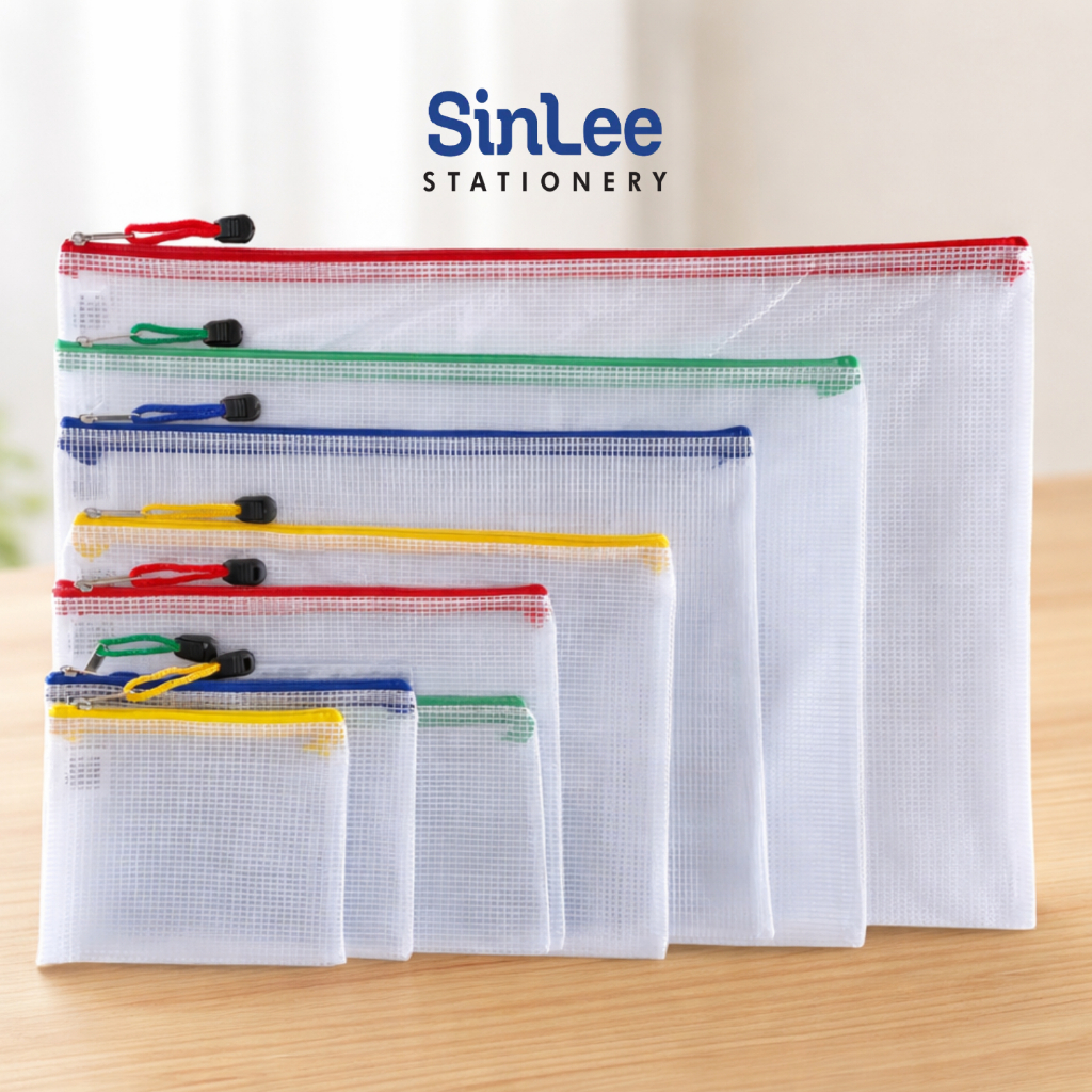 PVC Mesh Zipper File Folder Document Organizer with Card Slot – A3 A4 ...