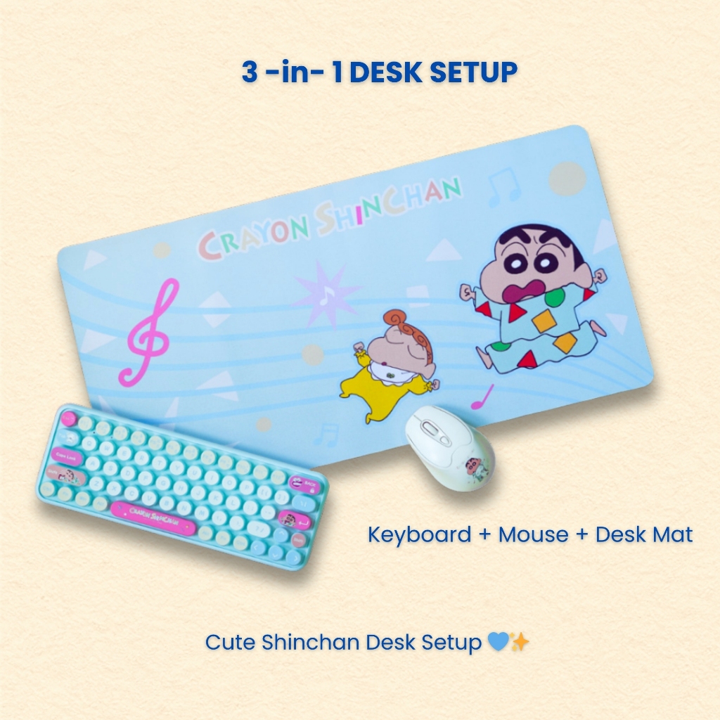 SHINCHAN Keyboard Mouse Set 3-in-1 Wireless | Cute Pajamas Design with ...