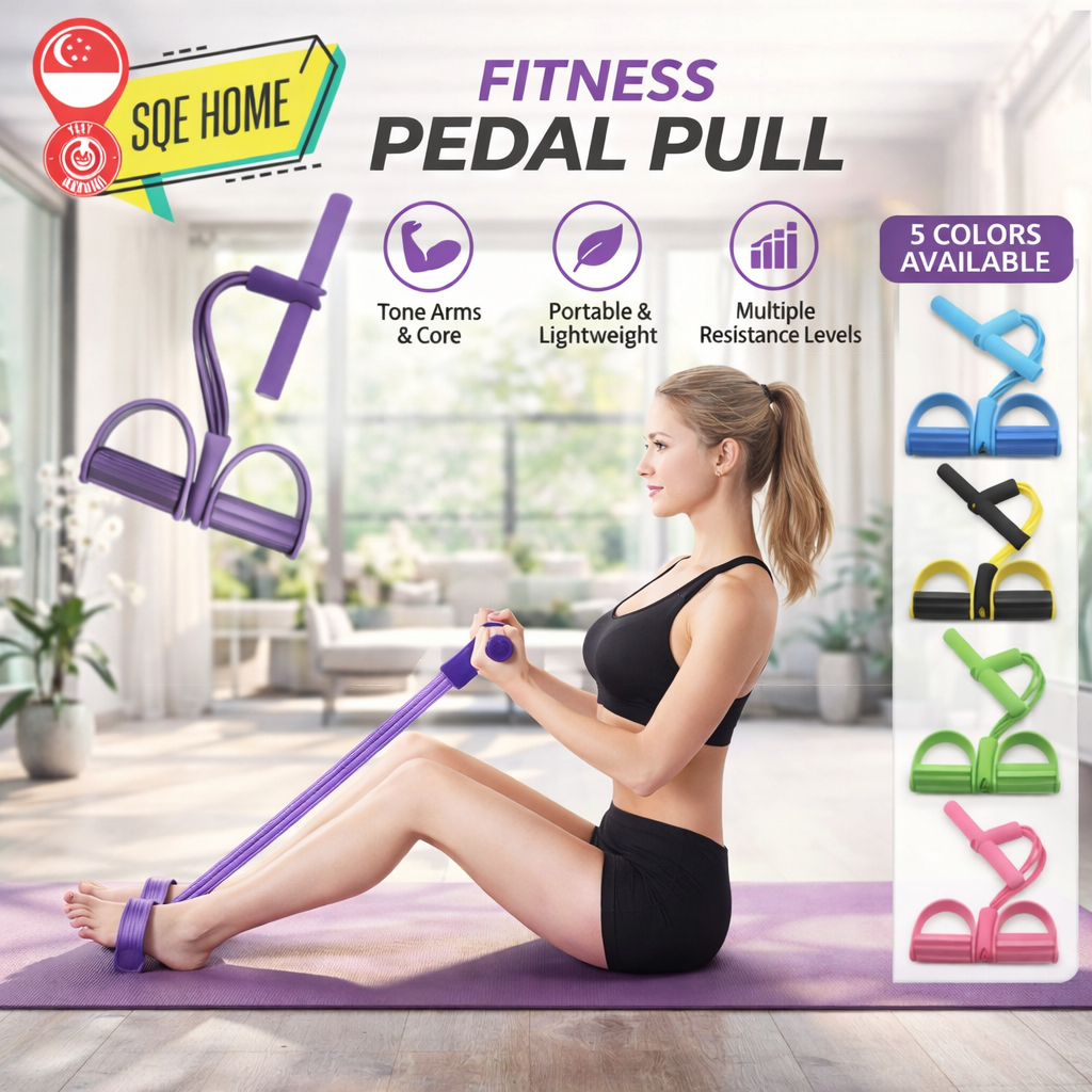 Fitness Pedal Pull Chest Expander Belly Exercise Sit-Ups Elastic String ...