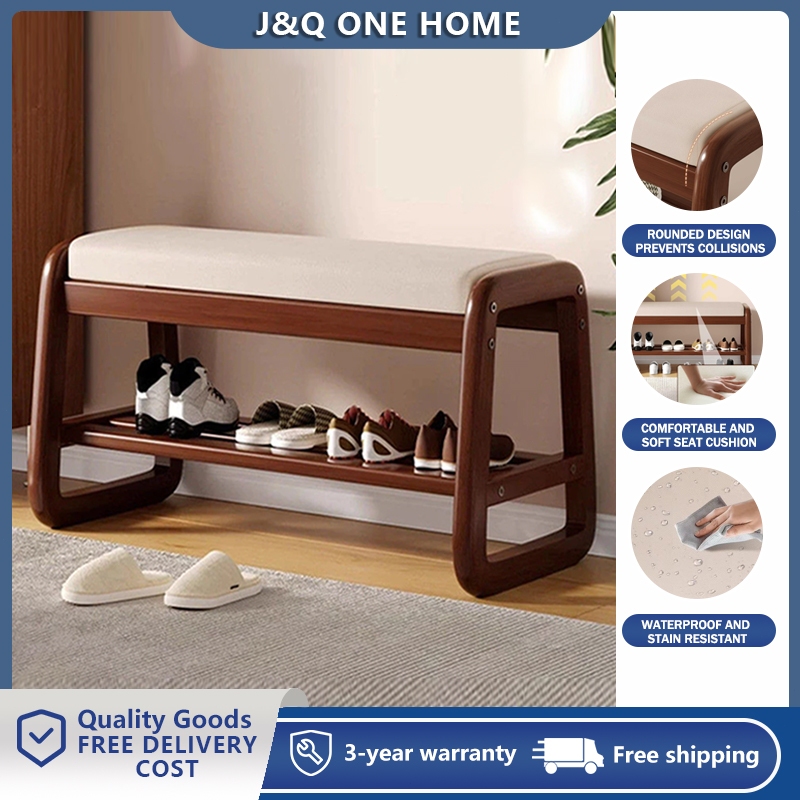 【Free Delivery】Shoe Rack With Seat Shoe Stool Solid Wood Changing ...