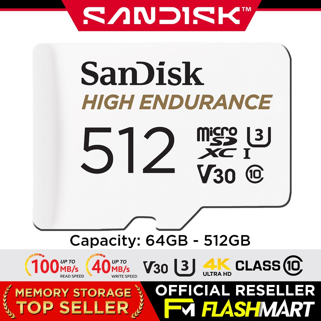 SanDisk High Endurance MicroSD Card Security Dash Car Cam CCTV 64GB ...
