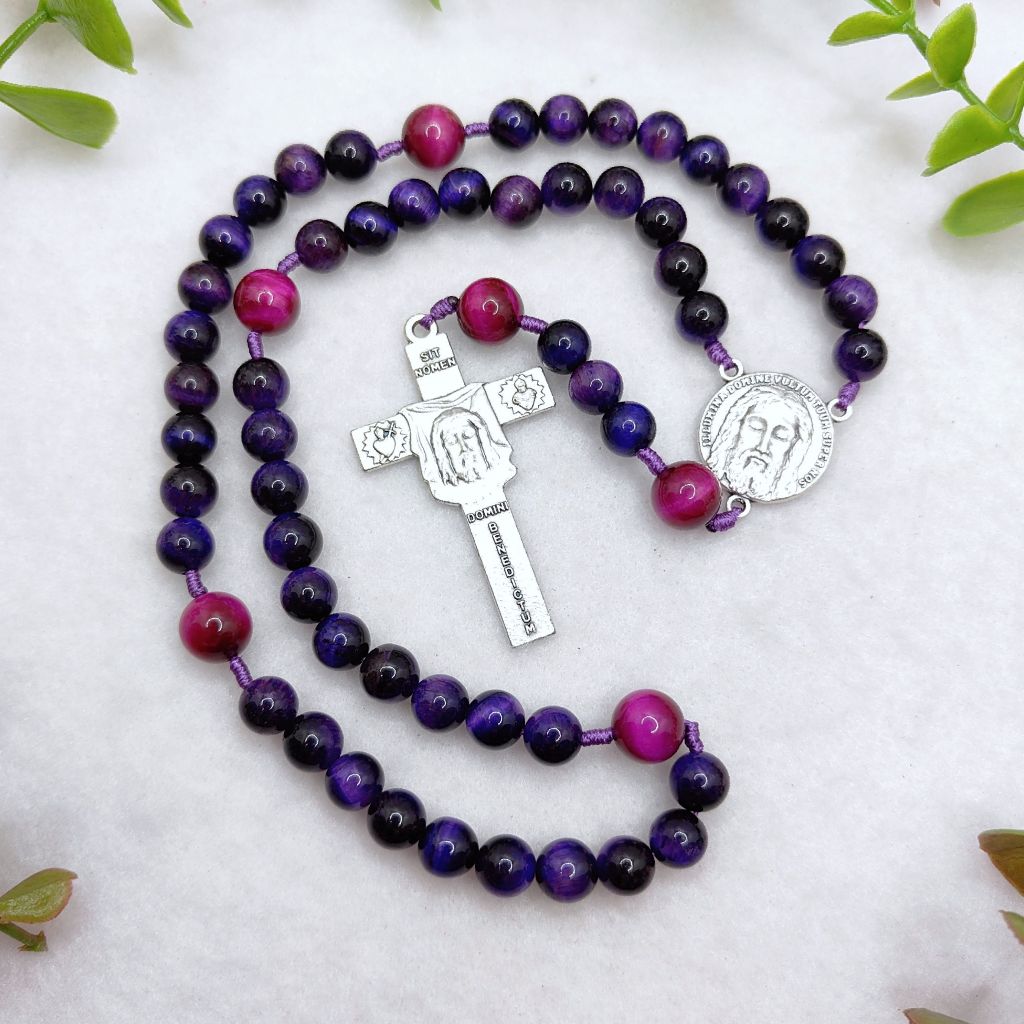 Catholic Shroud Of Turin Rosary Holy Face of Jesus Crucifix Purple ...
