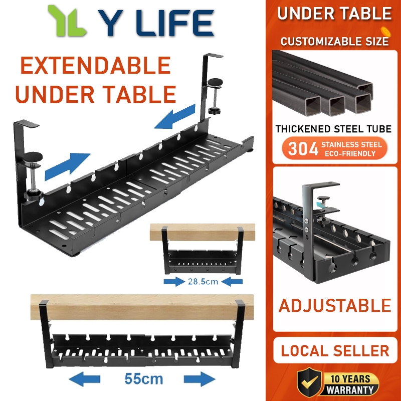 【24H Delivery】 YLIFE Extendable Under Table Cable Tray Under Desk Cable ...
