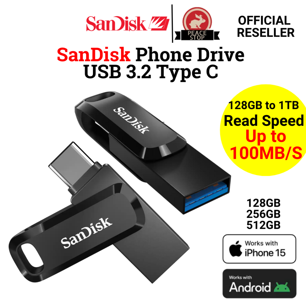 Local Warranty -Sandisk Phone Drive Type C Thumb Drive Flash Drive Read ...