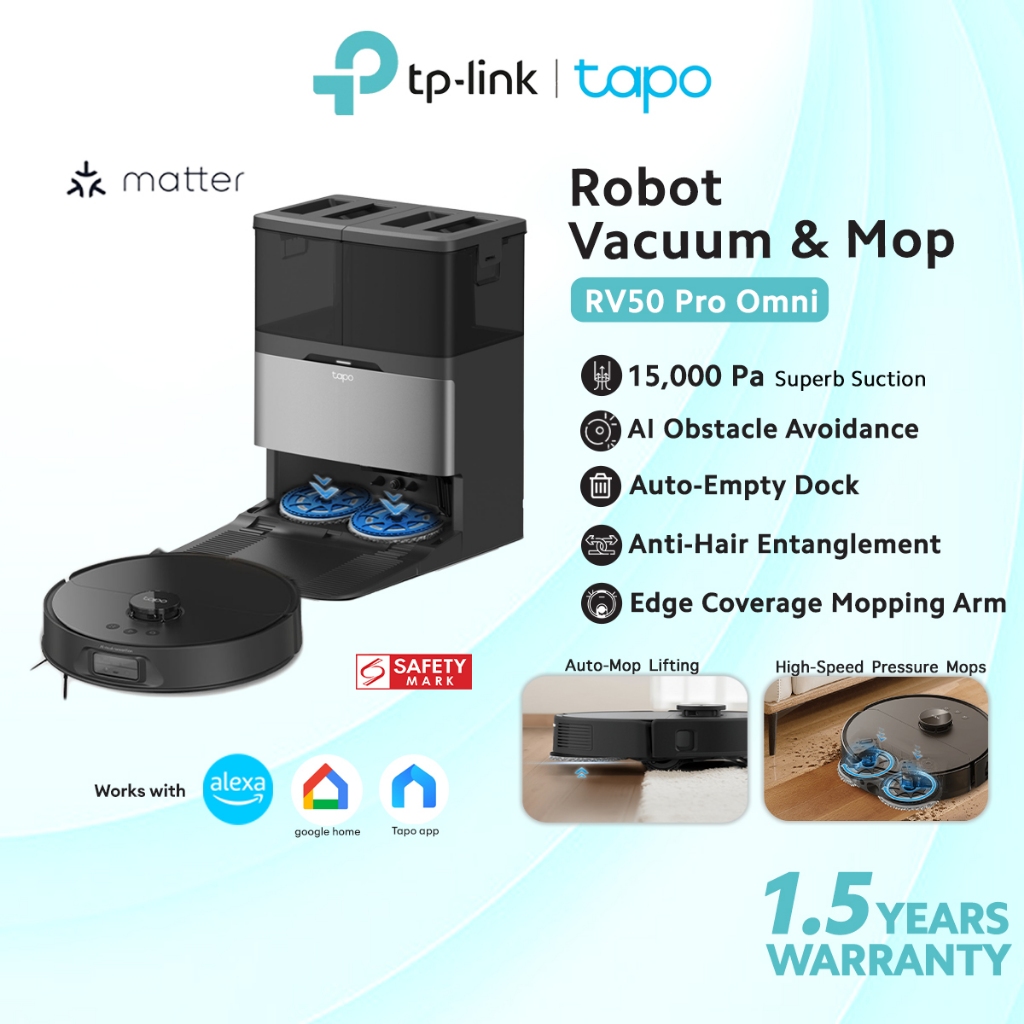 TP-Link Tapo AI Detection Robot Vacuum & Mop RV50 Pro Omni | All-in-One ...