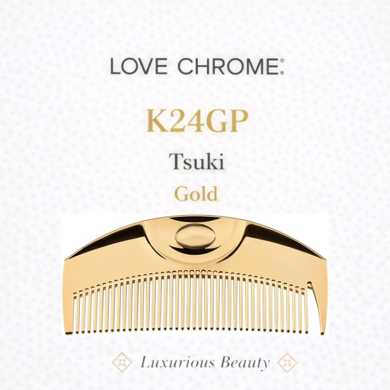 LOVECHROME (R) K24GP TSUKI Gold Hair Comb – Premium Compact