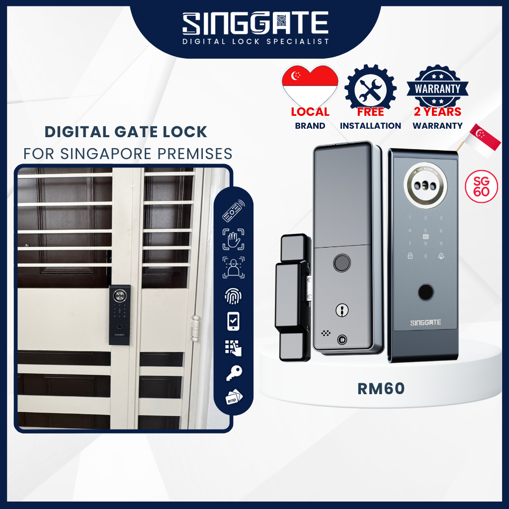 【SG60 Edition】FREE Installation | SINGGATE [RM60] Metal Gate Digital ...