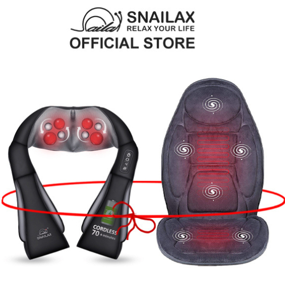 Snailax Bundle Box: SL-632NC Cordless Hand-held Shiatsu Massager + SL ...