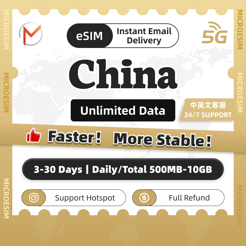 China eSIM Turbo 3-30Days 5G High Speed Unlimited Data | Instant 24h ...
