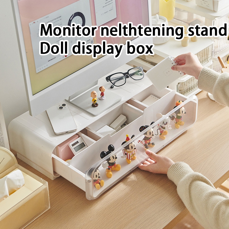 【SG】Monitor heightening stand Office desk with drawer box Popmart ...