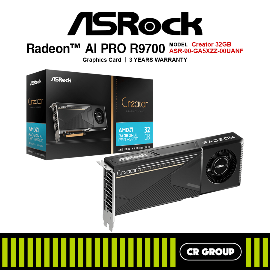 ASRock AMD Radeon AI PRO R9700 Creator 32GB - R9700 CT 32G (3Yrs ASRock ...