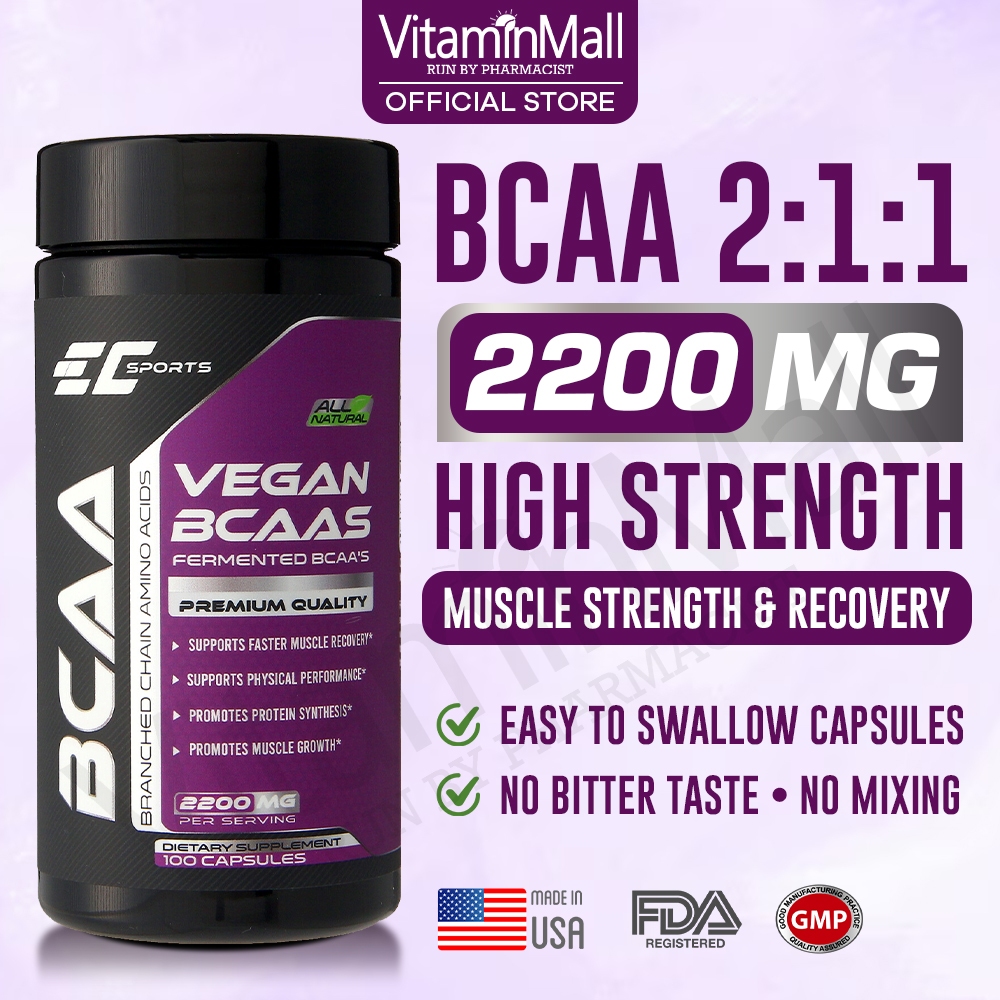 EC Sport BCAA Capsule 2200mg 2:1:1 L Leucine Isoleucine Valine Bcaa ...