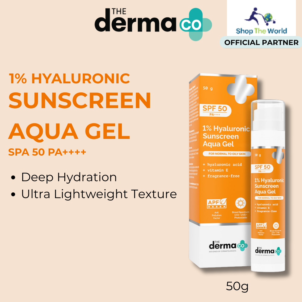 The Derma Co 1% Hyaluronic Sunscreen Aqua Gel SPF 50++++ Lightweight ...