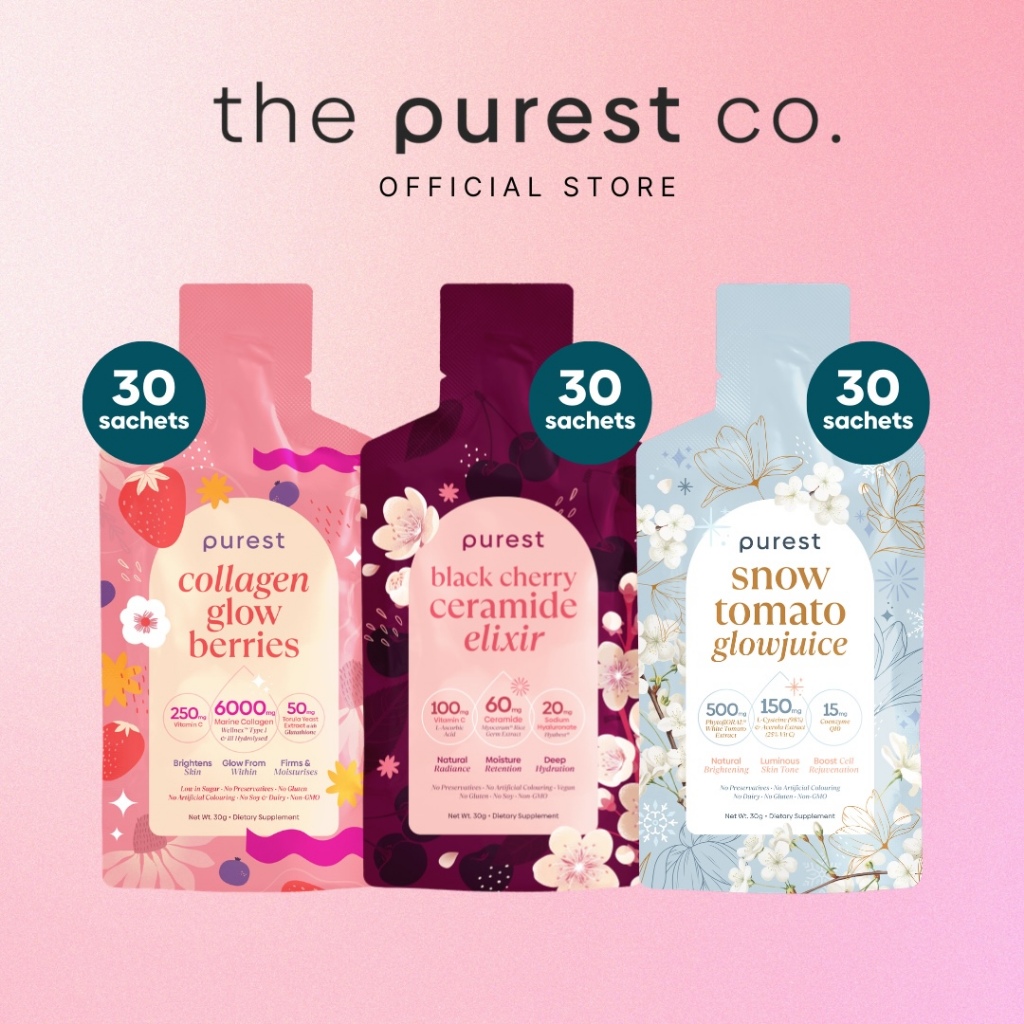Purest Co Skin Trinity Bundle - Collagen Glow Berries x Snow Tomato ...
