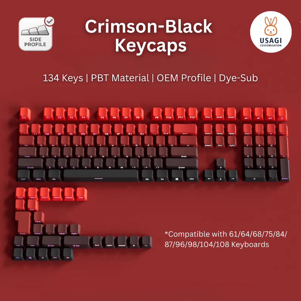 [SG Local Stock] Crimson-Black Side Profile Keycaps | OEM Profile | PBT ...