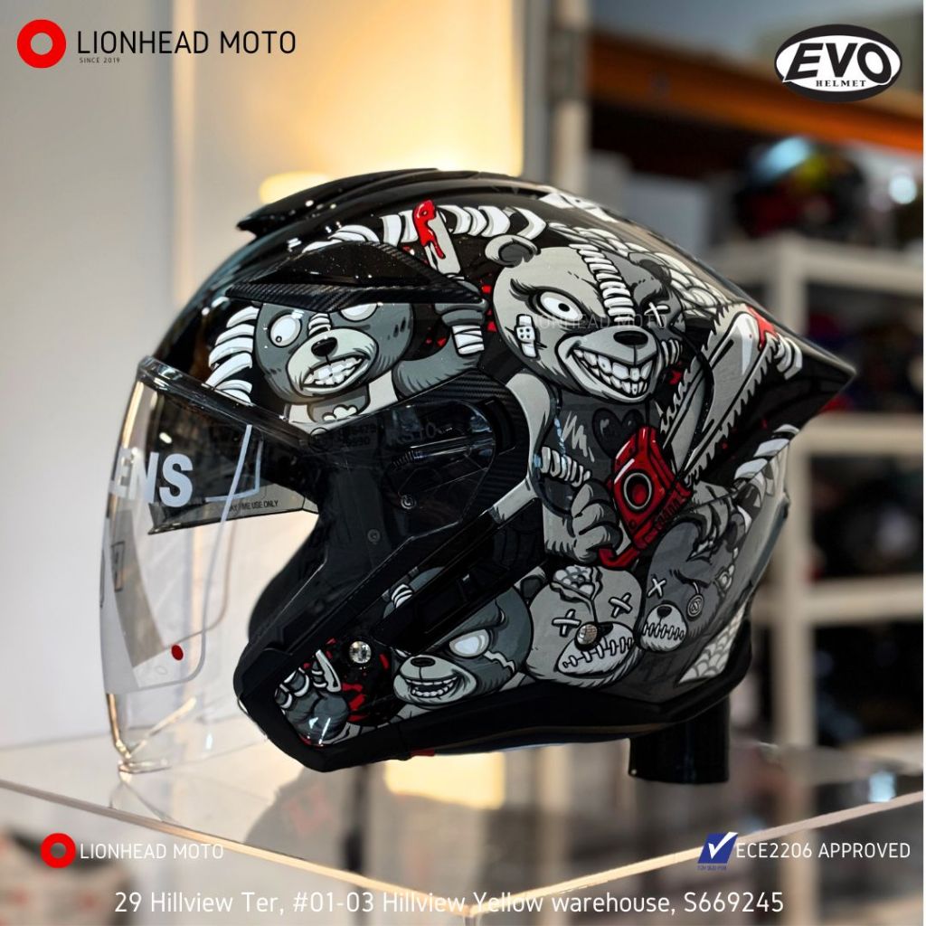 EVO RS10 MOTORCYCLE HELMET SUNVISOR ECE 2206 APPROVED SG SELLER
